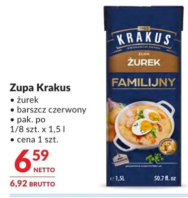 Zupa Krakus żurek barszcz czerwony promocja w Makro