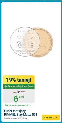 Puder matujący Rimmel Stay Matte 001 promocja w ERLI