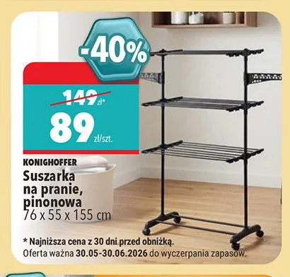 Suszarka na pranie pionowa Konighoffer 76x55x155 cm promocja w Biedronka