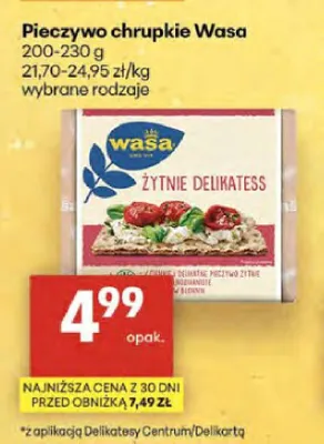 Pieczywo chrupkie Wasa promocja w Delikatesy Centrum