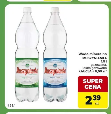 Woda mineralna Muszynianka gazowana promocja w Carrefour Express