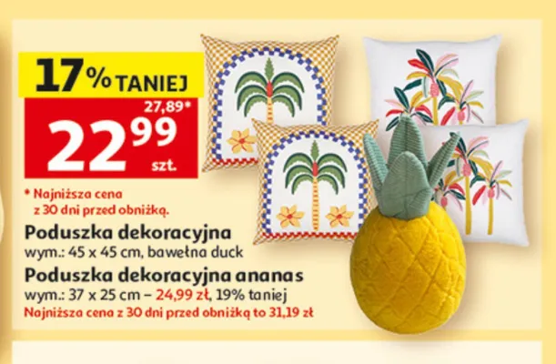 Poduszka dekoracyjna 45x45cm bawełna duck promocja w Auchan