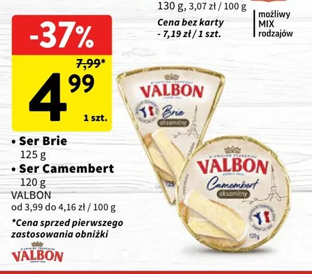 Ser Brie Valbon promocja w Intermarche