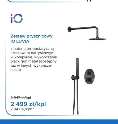 Zestaw prysznicowy IO Luvia Black Gun Metal promocja w Blu Salony Łazienek