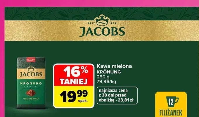 Kawa mielona Jacobs Krönung promocja w Carrefour