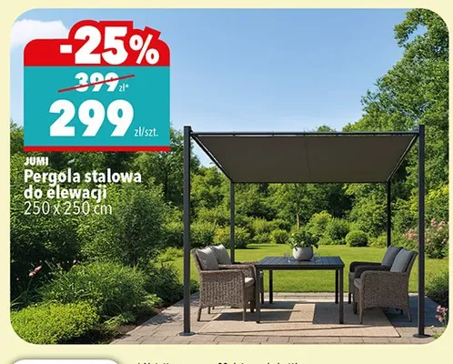 Pergola stalowa do elewacji Jumi 250x250cm promocja w Biedronka