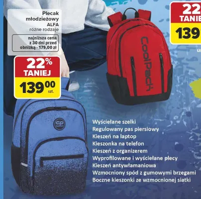 Plecak młodzieżowy CoolPack ALFA promocja w Carrefour