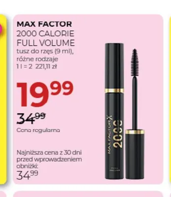 Tusz do rzęs 2000 Calorie Full Volume Max Factor promocja w Drogerie Jawa