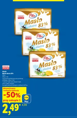 Masło ekstra Pilos 83% promocja w Lidl