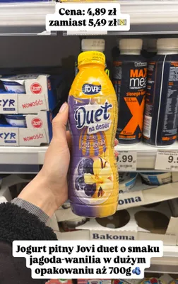 Jogurt pitny duet jagoda-wanilia promocja w Dino