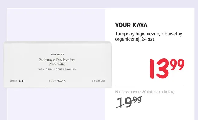 Tampony higieniczne z bawełny organicznej promocja w Rossmann