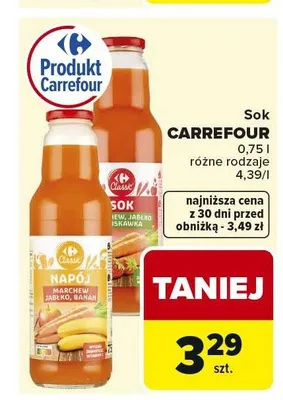 Napój Carrefour marchew jabłko banan promocja w Carrefour