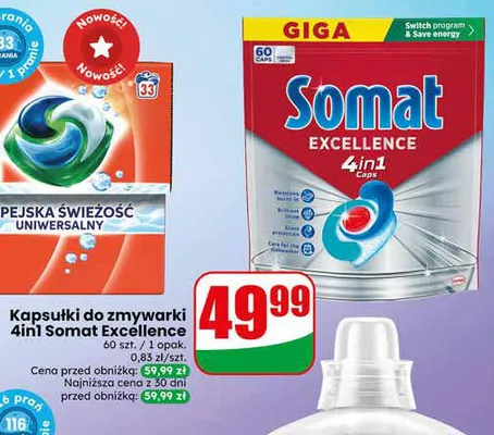 Kapsułki do zmywarki 4in1 Somat Excellence promocja w Dino