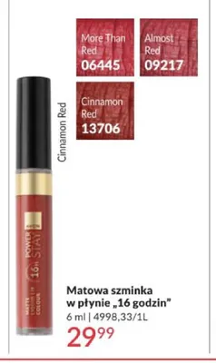 Matowa szminka w płynie "16 godzin" Cinnamon Red promocja w AVON
