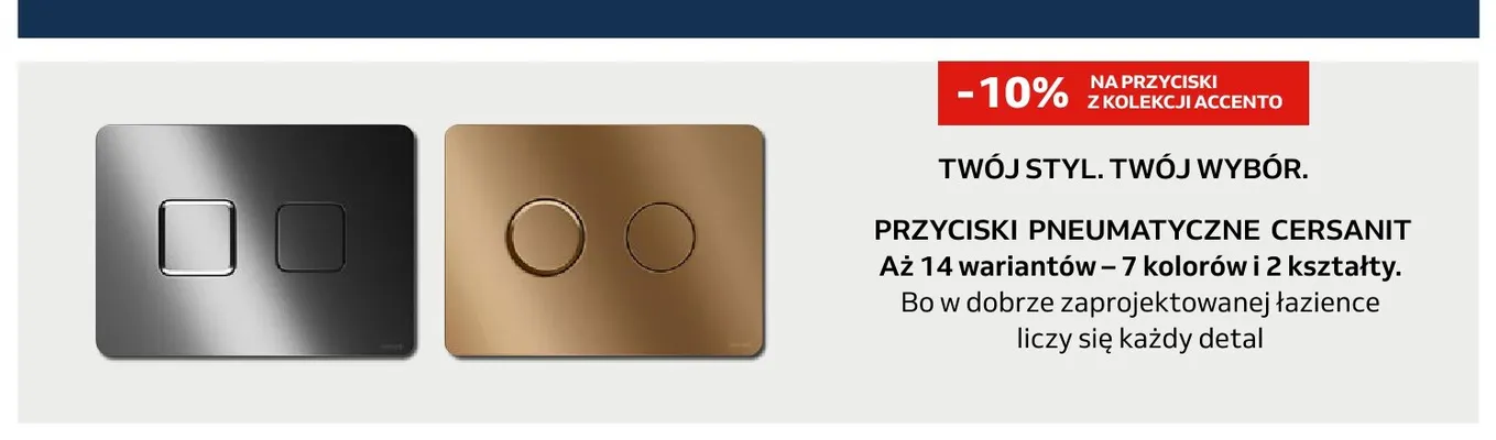 Przyciski pneumatyczne z kolekcji Accento Cersanit promocja w Komfort