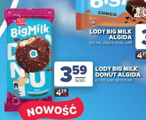 Lody Big Milk Donut Algida promocja w Stokrotka