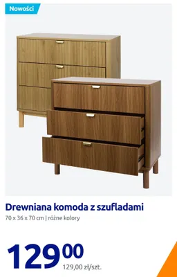 Drewniana komoda z szufladami promocja w Action