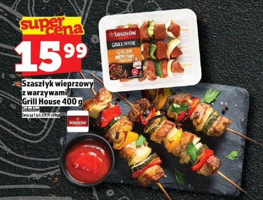 Szaszłyk wieprzowy z warzywami Grill House Sokołów promocja w TOPAZ