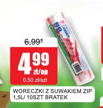 Woreczki z suwakiem Zip Bratek 1,5 l 10-pak promocja w Bingo