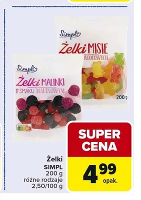 Żelki Malinki o smaku malinowym Simpl promocja w Carrefour