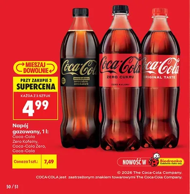 Napój gazowany Coca-Cola Zero Kofeiny promocja w Biedronka
