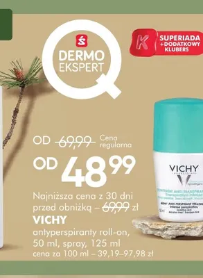 Vichy antyperspiranty roll-on spray promocja w Super-Pharm