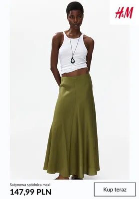 Satynowa spódnica maxi H&M promocja w H&M