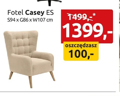 Fotel Casey ES S94xG86xW107cm promocja w Black Red White