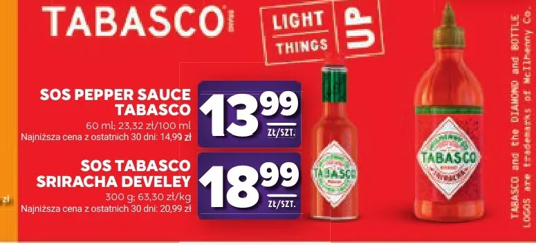 Sos Tabasco Sriracha Develey promocja w Stokrotka