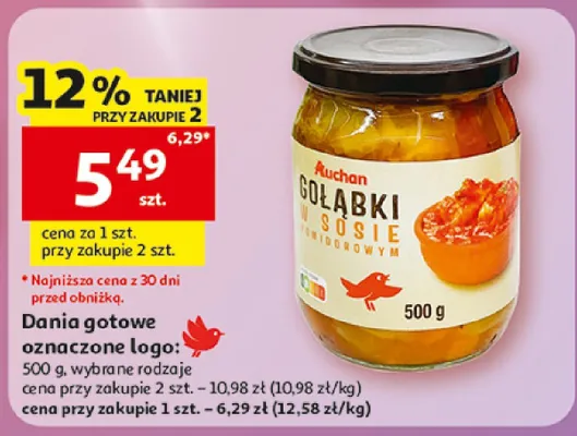 Dania gotowe gołąbki w sosie pomidorowym Auchan promocja w Auchan