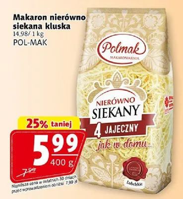 Makaron nierówno siekana kluska 4 jajeczny promocja w Prim Market