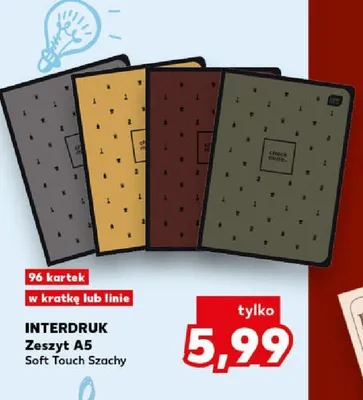Zeszyt A5 96 kartek w linie Soft Touch Szachy Interdruk promocja w Kaufland