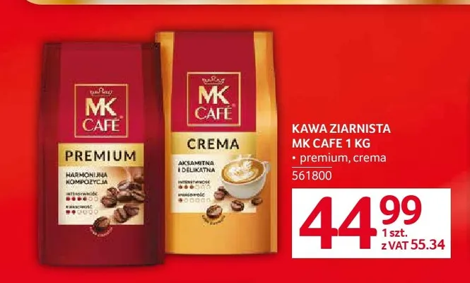 Kawa ziarnista MK Cafe Crema promocja w Selgros