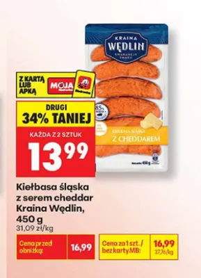 Kiełbasa śląska z serem cheddar Kraina Wędlin promocja w Biedronka