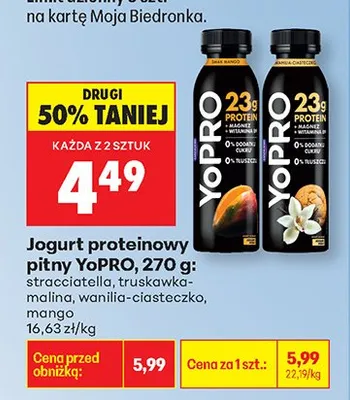 Jogurt proteinowy pitny 270g stracciatella promocja w Biedronka