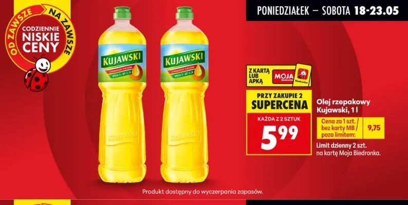 Olej rzepakowy Kujawski promocja w Biedronka