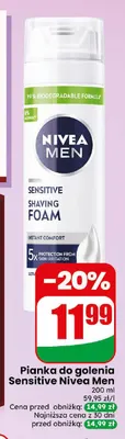 Pianka do golenia Sensitive Nivea Men promocja w Dino