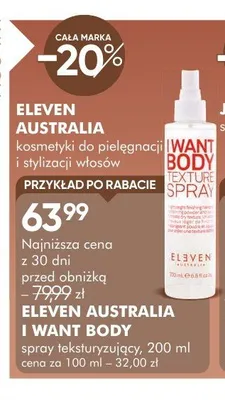 Spray teksturyzujący ELEVEN AUSTRALIA I WANT BODY 200ml promocja w Super-Pharm