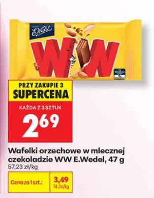 Wafelki orzechowe w mlecznej czekoladzie WW E.Wedel promocja w Biedronka