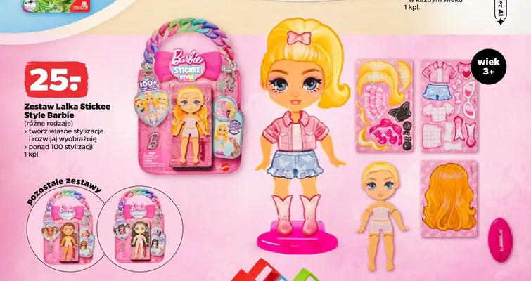 Zestaw Lalka Stickee Style Barbie promocja w Netto