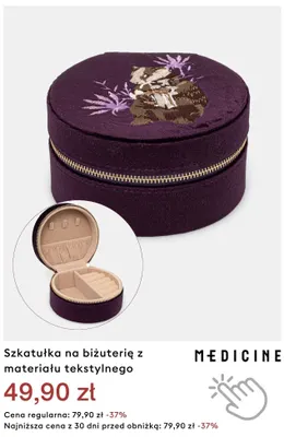 Szkatułka na biżuterię z materiału tekstylnego Medicine promocja w Medicine