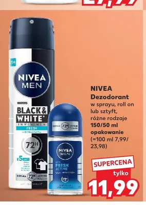 Dezodorant w sprayu Nivea Men Black & White Invisible Fresh promocja w Kaufland