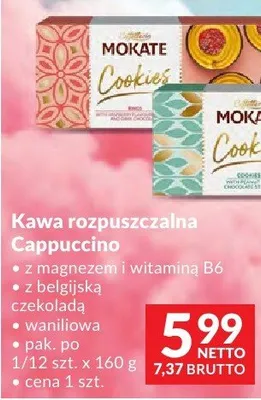 Kawa rozpuszczalna Mokate Cappuccino z magnezem i witaminą B6 z belgijską czekoladą waniliowa promocja w Makro