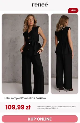 Letni komplet kamizelka z paskiem Renee promocja w Renee
