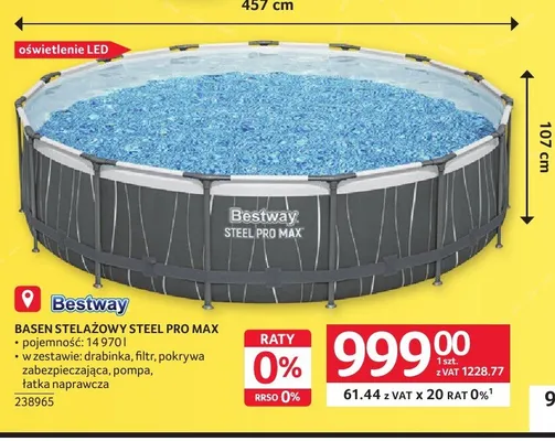 Basen stelażowy Bestway Steel Pro Max 457 cm promocja w Selgros
