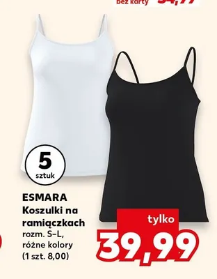 Koszulki na ramiączkach damskie Esmara 5-pak promocja w Kaufland