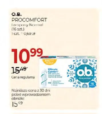 Tampony ProComfort Normal o.b. promocja w Drogerie Jawa