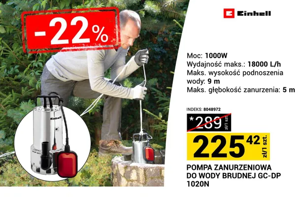 Pompa zanurzeniowa do wody brudnej GC-DP 1020N promocja w Merkury Market