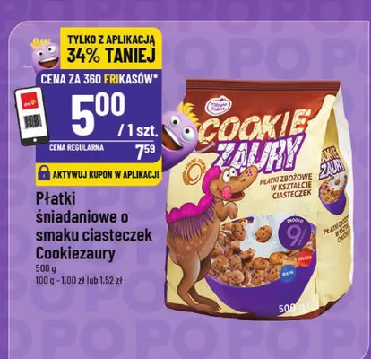 Płatki śniadaniowe o smaku ciasteczek Cookiezaury promocja w POLOmarket
