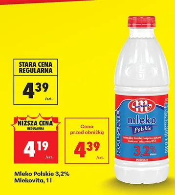 Mleko polskie 3,2% promocja w Biedronka